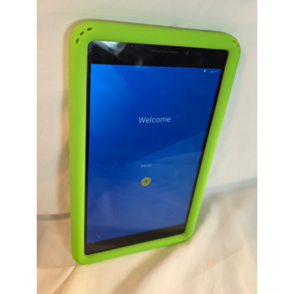 ZTE Trek 2 HD K88 8 inch Tablet AT&T 16GB Black with Green Bumper Case